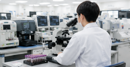 検査センター勤務の臨床検査技師による検体検査業務イメージ