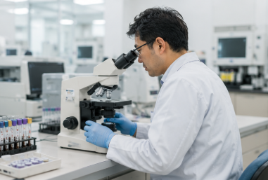 検査センター勤務の臨床検査技師による検体検査業務イメージ