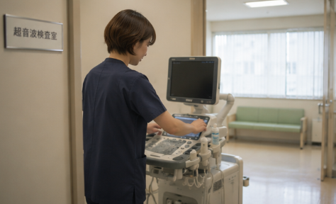 検査室でデータ確認をする臨床検査技師