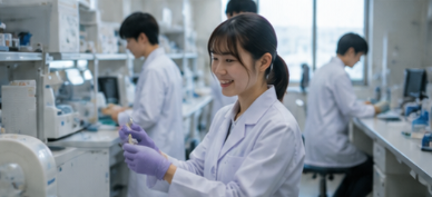 OJTをうける新卒臨床検査技師