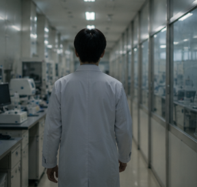 仕事終わりに帰宅する臨床検査技師