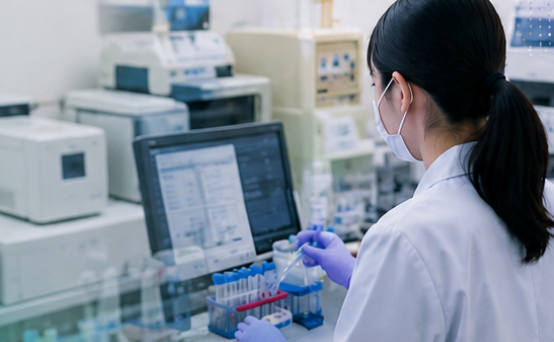 腹部エコーを行う臨床検査技師