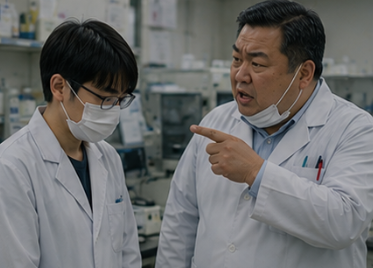 臨床検査技師の管理職が部下に叱責している