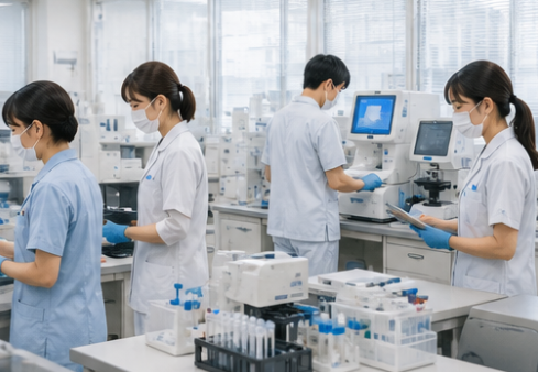 日勤帯で複数の検査業務に関わる臨床検査技師