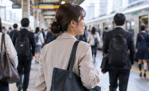 通勤する臨床検査技師