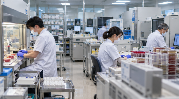 検査センターの微生物検査部門で業務に取り組む臨床検査技師